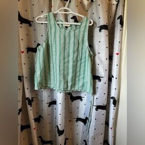 Universal Thread White and Green Striped Blouse